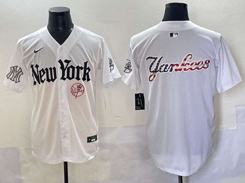 Men 2025 New York Yankees Blank White Five generations Joint Name Nike MLB Jersey style 118